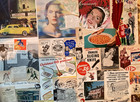 Lot 100  Vintage Ephemera 1940s Christmas small Ads   Cutouts collage scrapbook 