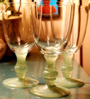 Vintage Set 3 Isabelle Green Water Goblets Glasses Villeroy   Boch Jade 6 7 8 