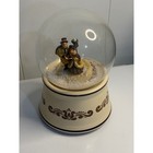 Vtg Pfaltzgraff Village Snow Globe Tan Brown Musical Carolers Christmas Decor