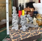 Vtg 3-piece Set Of Heirloom Pewter Owl Figurines 
