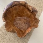 Stunning Vtg Hand Crafted Live Edge Burl Wood Basket W handle Rustic