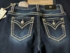  100 Miss Me Mid Rise Jeans Dark Wash Stretch Blue Denim Jeans Flap Pockets
