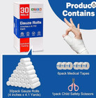 30 Pack Gauze Rolls Bandages 4 In X 4 1 Yards Premium Medical Supplies   First