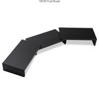 Black Wood Dual Monitor Stand Risers With Length And Angle Adjustable 3 Shelf