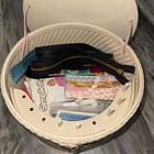 Vintage Wicker Princess Sewing Basket   Supplies Spool Holders Cream Tan Floral