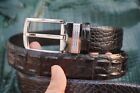 Black Genuine Crocodile Hornback Leather Skin Men s Belt W 1 5   a38