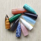 Natural Stone Mixed Bullet Shape Pendulum No Hole Pendants Jewelry Making 10pcs