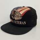 Korea Veteran Mesh Trucker Cap Hat Eagle Usa Flag Vintage 1980   s Army Navy Usmc