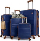 3 Piece 4 Piece Carry-on Luggage Set Pc abs Hardside Checked Travel Suitcase Set