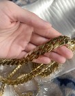 Miami Cuban Link Set Chain Necklace Bracelet 14k Gold Plated Solid Box Lock