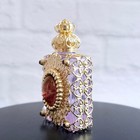 Art Deco Czech Perfume Bottle Filigree Gold Tone Perfume Vial Czech Purple Glass
