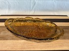 Indiana Glass Lily Pons  amber Gold Floral 605 Celery relish nut Dish Vintage
