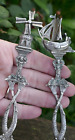 Antique German Hanau 800 Fine Silver Ornate Figural Fork   Spoon Set