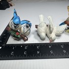Vtg Russ Berrie Clip On Ceramic Winterland Doves   Blue Birds 4 Sets Ornaments
