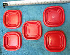 Lot Of 5 Red Rubbermaid 4 Ounce Square Food Storage Snap On 2    Lids Only 7j54
