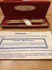 Vintage Gold Centennial Pen And Mechanical Pencil Set Red Velvet Box With Papers