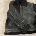 Vintage 80s Faux Shearling Bomber Flight Jacket Men Large Black Full Zip Aviator