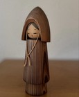 Japanese Kokeshi Yukinko Snow Child Cedar Grain Hood Gold Cord Vintage Sosaku