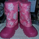 Tundra Girls Pink Snowflake Lined Pull-on Reflective Mid-calf Snow Boots 8