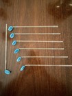 Vintage Set Of 7 Glass Golf Club Cocktail Stirrers   Swizzle Sticks