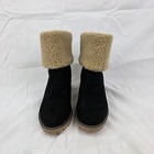 Women s Eu 41 Winter Black Suede Warm Lining Block Heeled Mid Calf Slip-on Boots