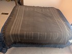 Vintage Woven Wool Blanket 4 Fancy Edges W fringe 2 Pattern Reversible 70x72 In 