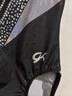 Nwot Gk Elite Gymnastics Leotard Child Medium Black silver Spangles Mesh Sleeve