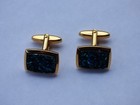 Fathers Day Rectangle Vibrant Inlay Abalone Gold Tone Cufflinks 3 4  