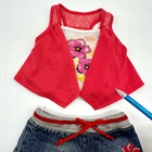 Build A Bear Justice Orchid Top Denim Jean Skirt Teddy Clothes Outfit Set - Read