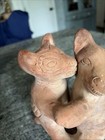 Colima Dancing Dogs Mexican Pottery Folk Art 6  Vintage Terracotta