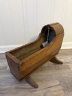 Antique Wooden Doll Cradle 18    Primitive Rocking Baby Bed Farmhouse Decor