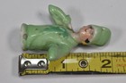 Vintage Mini Porcelain Half Doll Brush Handle  Pin Cushion Flapper Style Green