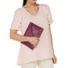 Lola Rose London Leather Pouch Burgundy Envelope Clutch Gemstone Accent  Os 