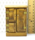 Nice Pine Wood Finish Vintage Ice Box  3 Doors  - Dollhouse Miniature