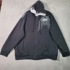 Vtg Mma Elite Hoodie Mens Xl Black Zip Waffle Lined Wing Graphic Y2k Grunge Goth