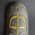 Hand Carved Tribal Wooden Mask Wall Hanging Decor Black Yellow White 19 5 Inch