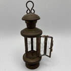 Vtg 4 3 8    Brass Lantern Ornament Mini Candle Holder Etched Glass  Hinged Door