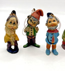 Hong Kong 6 Vintage Elf Ornaments Elves Pixie Dwarves Gnome Christmas Plastic 3 