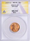 Error variety   1942-d Lincoln Cent Ddo-005 Anacs Ms-65 Rd   