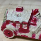 Vintage Celluloid Christmas Santa Claus Driving House Car - Made In Usa  - Vg