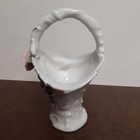 Vintage 3d Pink Rose Porcelain Basket Vase Gold Accents