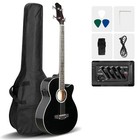 4-string Beginner Acoustic Electric Bass Guitar Set - Cutaway Eq Bag Black