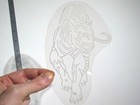 Vtg 1960s 1970s Tattoo Flash Acetate Stencil Front View Tiger Signed Lt2