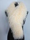  100  Real Mongolian Lamb Fur Scarf With Clip   Collar  Beige Wrap  women Cape
