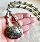 1970s Estee Lauder Moonsilver Perfume Solid Locket Necklace 95  Full Free Ship