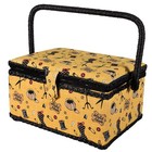 Singer Sewing Basket  Kit With Notions  Large  Yellow Vintage Fabric