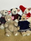 Lot X 5 Vintage Ty Attic Treasures Bears Beanie Beanbag Plush Stuffed Animals