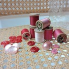 Vintage Wooden Sewing Thread Spools Pink Red Lot Cottagecore Craft Decor