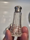 5 Cut-style Pressed Glass Sterling Top Mini Salt   Pepper Shakers 2 25 t Vintage