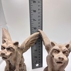 Winged Carved Concrete Gargoyle Candle Holders Statues 2pc  Set Mythical Art Vtg